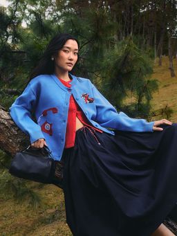 Pomelo - Drop-Shoulder Cardigan - Blue