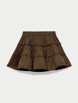 Pomelo - Tiered Ruffle Skirt - Khaki
