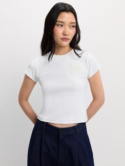 Pomelo - Cropped Baby Tee - White