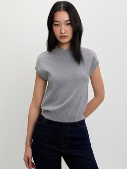 Pomelo - Button Knit Top - Mid Grey