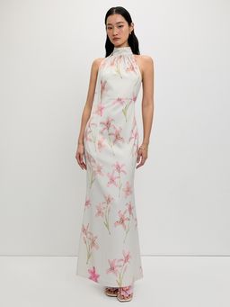 Pomelo - Floral Halter Tie Maxi Dress - Print