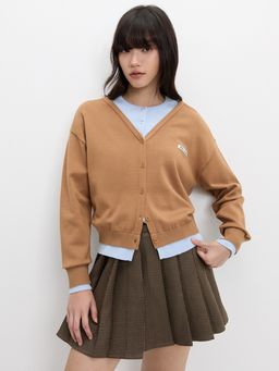 Pomelo - Oversized Layered Cardigan - Brown