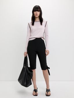 Pomelo - Bow Tie Capri Pants - Black