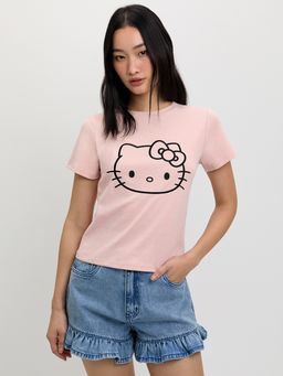 Pomelo - Hello Kitty Embroidered Tee - Light Pink