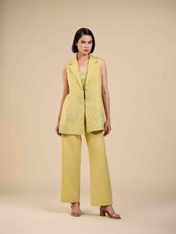 ORIGANI - Yellow Embroidered Overlays Jacket