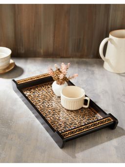 Fabindia - Brown Surkh Cutwork Wooden Tray