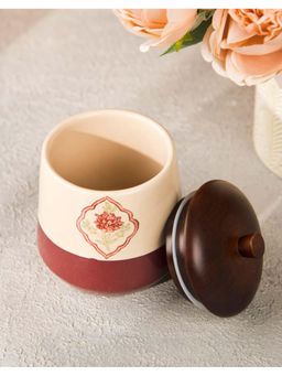 Fabindia - Beige Mitwa Painted Ceramic Jar