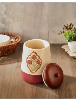 Fabindia - Beige Mitwa Painted Ceramic Jar