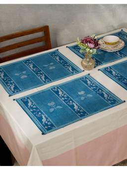 Fabindia - Indigo Atasi Printed Dabu Cotton Mats Set Of 6