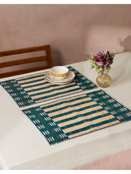 Fabindia - Blue Hand Woven Natural Fibre Mats Set Of 2