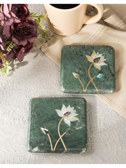 Fabindia - Green Ambuja Inlay Stone Coasters Set Of 2
