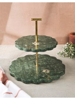Fabindia - Green Ambuja Inlay Stone 2-Tier Serving Stand