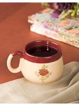 Fabindia - Maroon Mitwa Painted Ceramic Mug