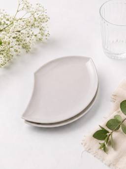 YELONA - Beige Shell Wheat Straw Bamboo Fiber Eco Friendly Plates Set Of 2 For Snacks