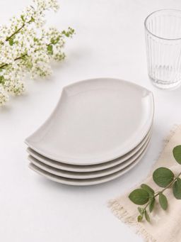 YELONA - Beige Shell Wheat Straw Bamboo Fiber Eco Friendly Plates Set Of 4 For Snacks