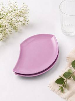 YELONA - Pink Shell Wheat Straw Bamboo Fiber Eco Friendly Plates Set Of 2 For Snacks