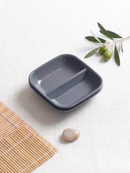 YELONA - Grey Square Wheat Straw Bamboo Fiber Eco-Friendly Dip Plates, Set Of 2 Pcs