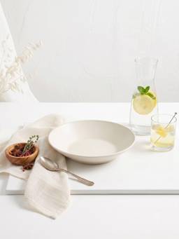 YELONA - Beige Round Wheat Straw Bamboo Fiber Eco-Friendly Serving Bowl For Home Use
