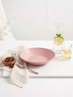 YELONA - Pink Round Wheat Straw Bamboo Fiber Eco-Friendly Serving Bowl For Home Use