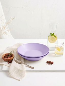 YELONA - Eco-Friendly Wheat Straw Bamboo Fiber Round Serving Bowls Set Of Two (Purple)