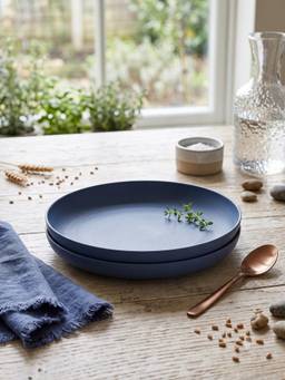YELONA - Navy Blue Round Wheat Straw Bamboo Fiber Eco-Friendly Dinner Plates Set Of 2