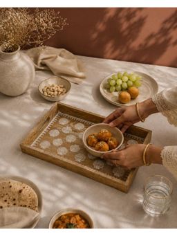 The Pitara Project - Tray Wooden - Coastal Seashell - (L)