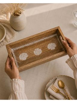 The Pitara Project - Tray Wooden - Coastal Seashell - (S)