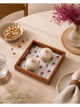 The Pitara Project - Tray Wooden - Enchanted Garden - (XS)