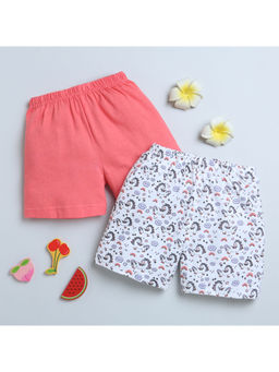 Bumzee - Coral and White Girls Shorts (Set of 2)