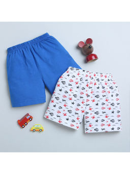 Bumzee - Royal Blue and White Boys Shorts (Set of 2)