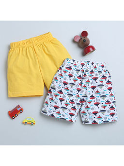 Bumzee - White and Yellow Boys Shorts (Set of 2)