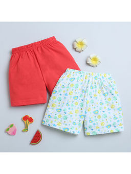 Bumzee - Red and White Girls Shorts (Set of 2)