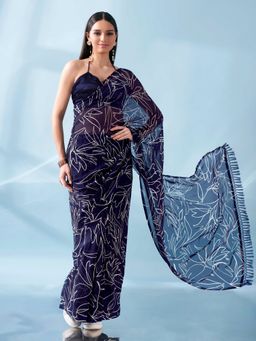 Tikhi Imli - Ready To Wear Printed Saree with Pockets and Tassels On Pallu with Unstitched Blouse