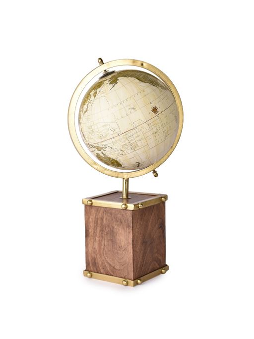 Manor House House Eham Globe with Wooden Base and Metal Ring 17 inches Tall