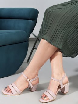 Carlton London - Lavender Block Heel Women Sandal With Buckle