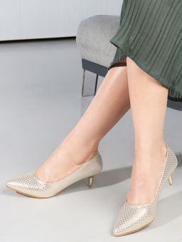 Carlton London - Gold Slip On Stiletto Women Pump Heels