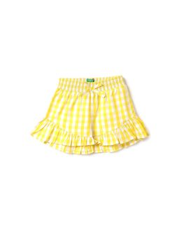 United Colors of Benetton - Girls Checked Regular Fit Shorts Yellow
