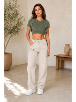 Cider - Solid Rib Buckle Crop Tee