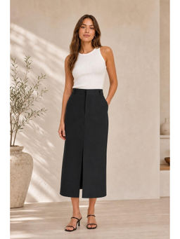 Cider - Solid High Waist Split Maxi Skirt