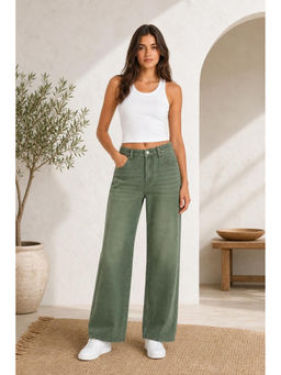 Cider - Green Yoney Denim Solid Straight Leg Jeans