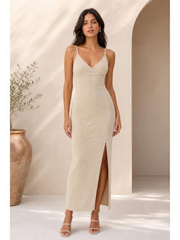 Cider - Khaki Split Shoulder Straps Maxi Dress