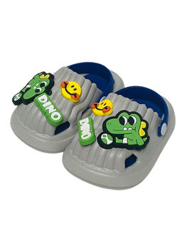 Little Surprise Box - Grey Smilie Dino Slip On All Season Clogs for Kids