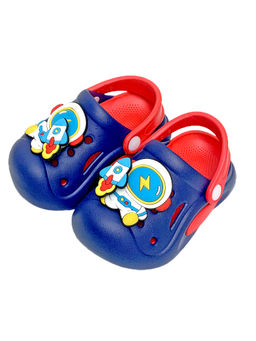 Little Surprise Box - Navy Blue & Red Spinning Rocket Slip On All Season Clogs for Kids