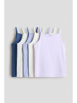 H&M - Girls Blue 5-Pack Jersey Vest Tops