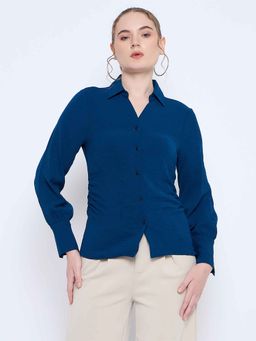 Madame - Women's Solid Teal Shirt