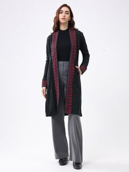 Monte Carlo - Women Collar Neck Full Sleeves Cardigan - Black