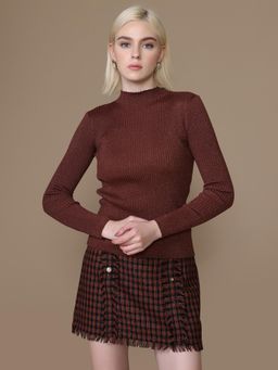 Kazo - Lurex Yarn Sweater - Brown