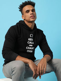 Campus Sutra - Mens Onyx Black Chant-Ohm Print Pullover Hoodie