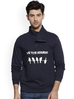 Campus Sutra - Mens Midnight Blue To-Be-Different Print Sweatshirt