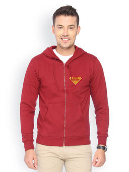 Campus Sutra - Mens Rose Red Super-DesignerApplique Zip-Front Jacket